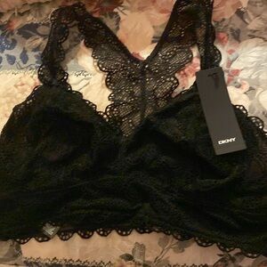 DNKY BLACK LACE BRALETTE XL NWT